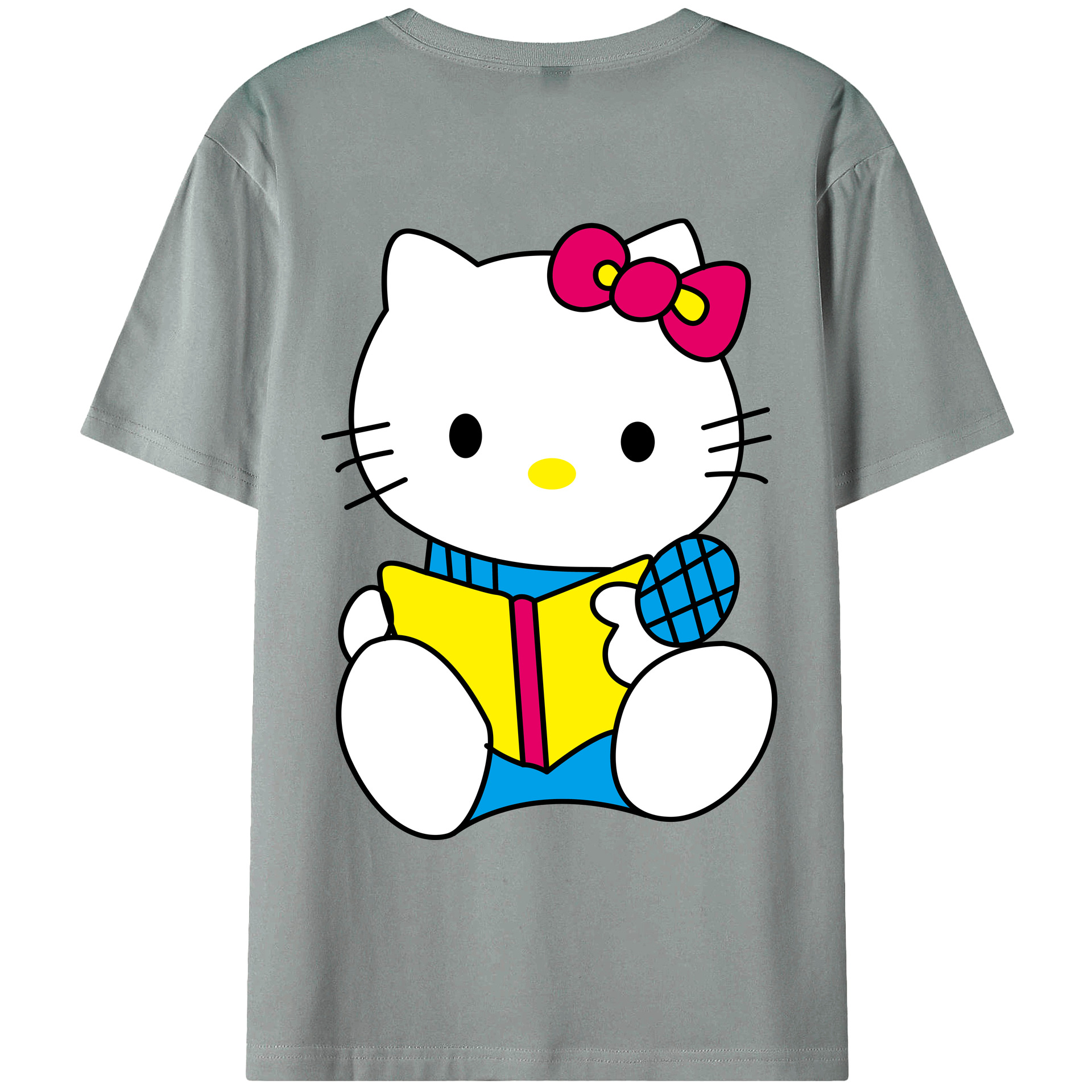 （画像用） Hello Kitty ハローキティ 綿100％ メンズ半袖Tシャツ（バックプリント） 通気性